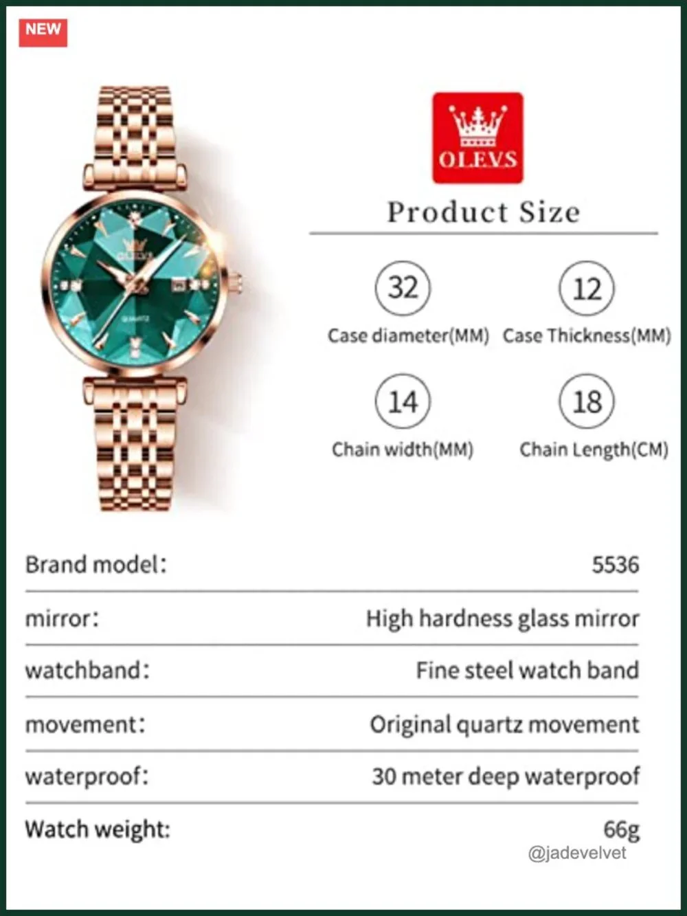 Quartz Dress Watch Waterproof Stainless Steel Adjustable Bracelet Date